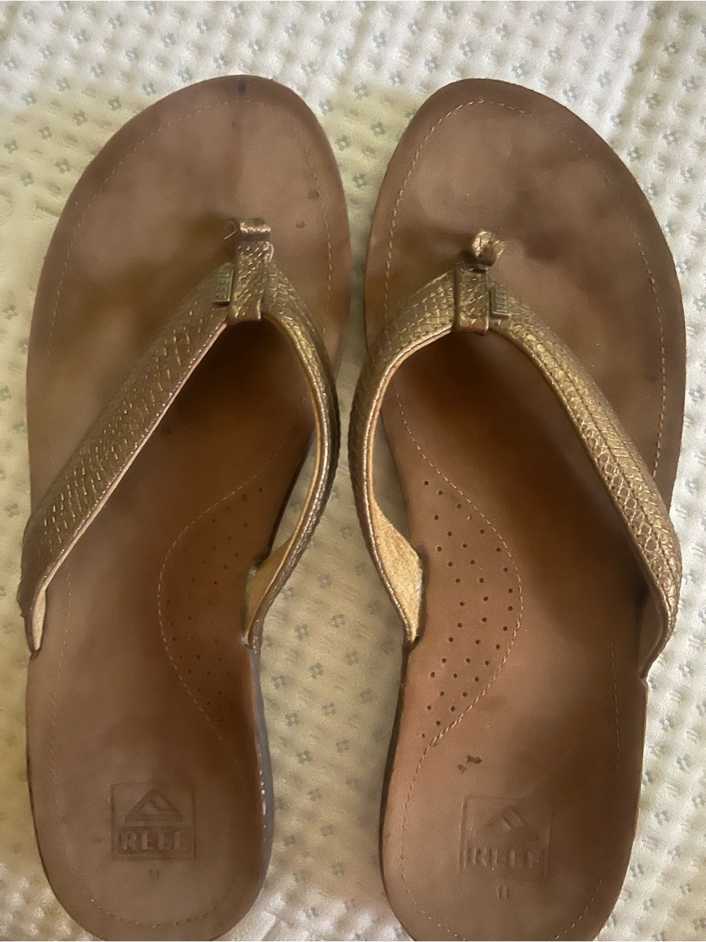 Reef Women's Metallic Gold Brown Thong Sandals